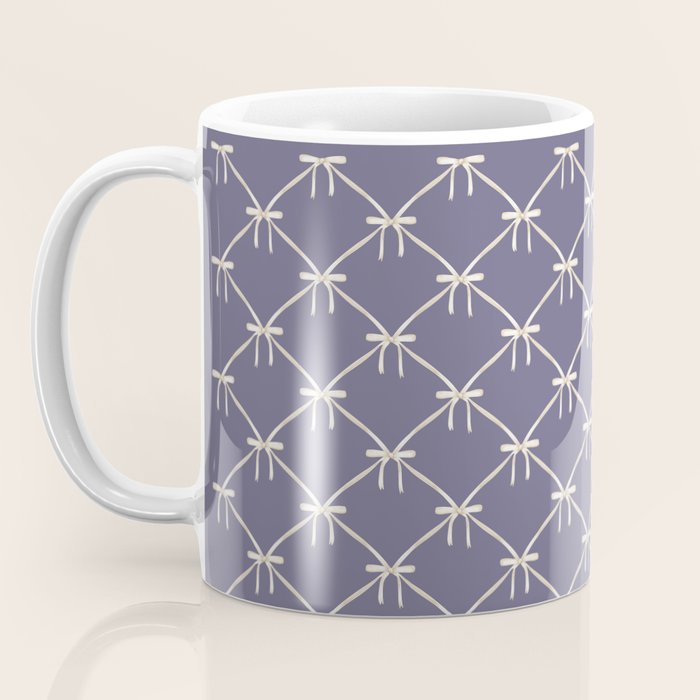 Bows & Ribbons Pattern XXXIII Neutral Lavender Purple Coffee Mug Gallery Image 3