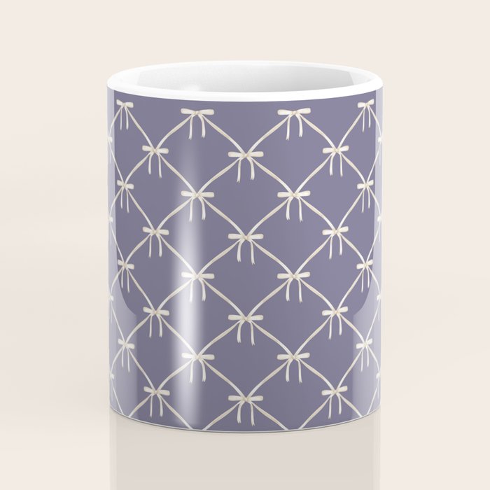 Bows & Ribbons Pattern XXXIII Neutral Lavender Purple Coffee Mug Gallery Image 4