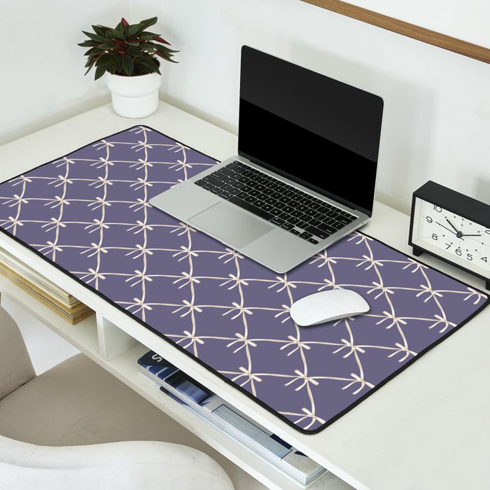 Bows & Ribbons Pattern XXXIII Neutral Lavender Purple Desk Mat Gallery Image 2