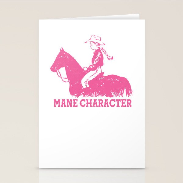 Mane Character Cowgirl Western Pun - Pink Horse funny Stationery Card Gallery Image 1