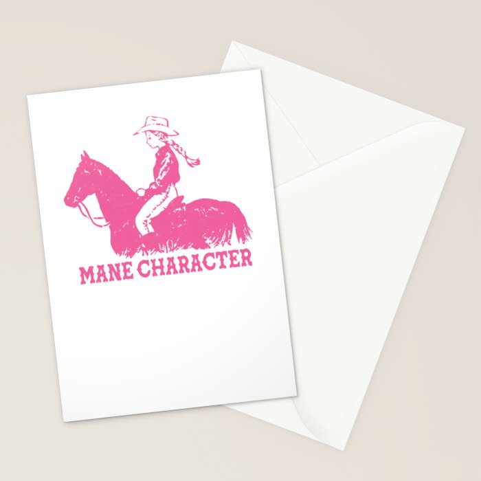 Mane Character Cowgirl Western Pun - Pink Horse funny Stationery Card Gallery Image 2