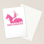 Mane Character Cowgirl Western Pun - Pink Horse funny Stationery Card Gallery Image 2