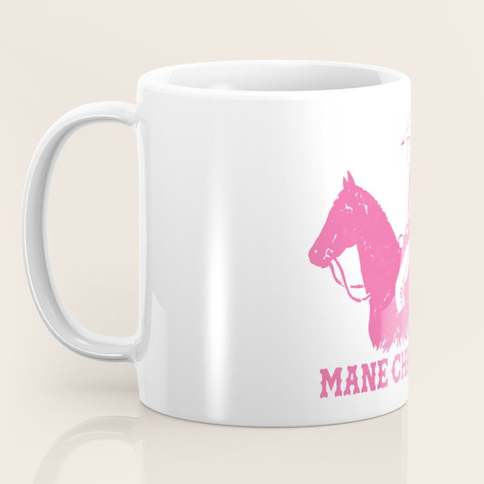 Mane Character Cowgirl Western Pun - Pink Horse funny Coffee Mug Gallery Image 3