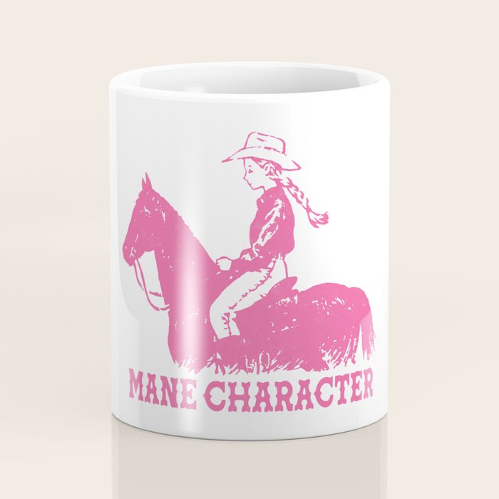 Mane Character Cowgirl Western Pun - Pink Horse funny Coffee Mug Gallery Image 4