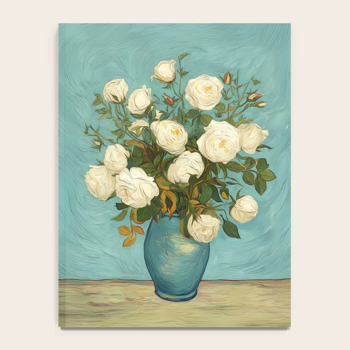 White Roses in Blue Vase Notebook Gallery Image 4