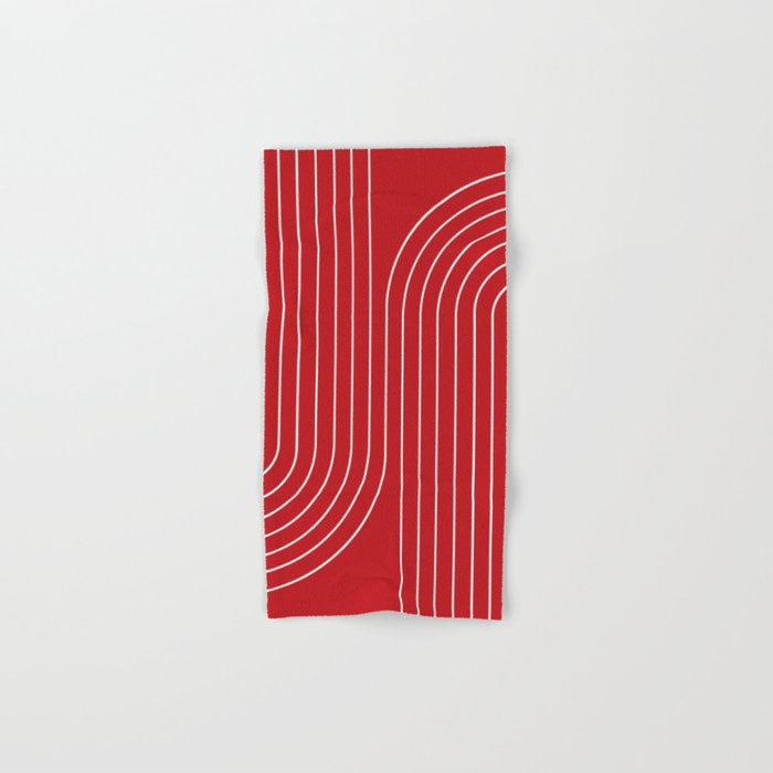 Minimal Line Curvature LXXX Ruby Red Mid Century Modern Arch Abstract Bath Towel Gallery Image 1
