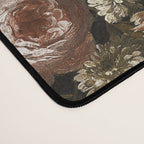 Antique Botanical Roses And Chamomile Midnight Sepia Garden Desk Mat Gallery Image 4