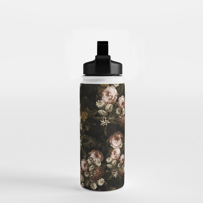Antique Botanical Roses And Chamomile Midnight Sepia Garden Water Bottle Gallery Image 2
