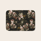 Antique Botanical Roses And Chamomile Midnight Sepia Garden Bath Mat Gallery Image 1