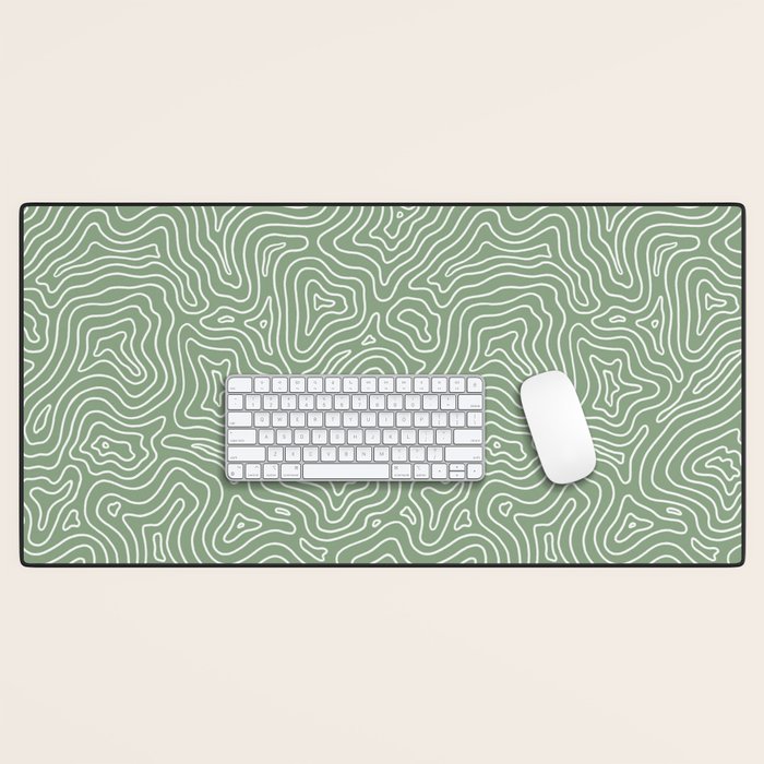 Topographic- Sage Green Desk Mat Gallery Image 1