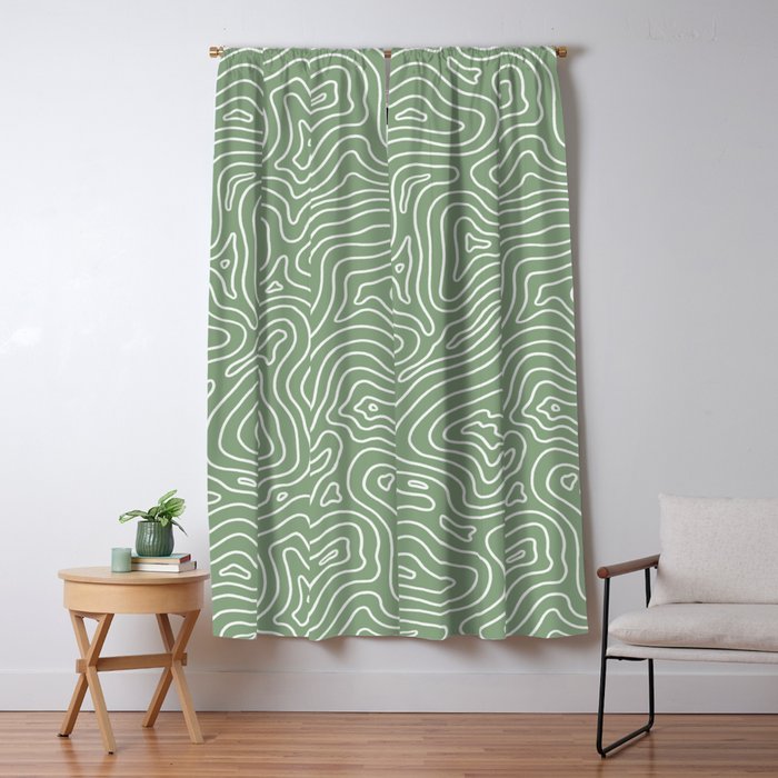 Topographic- Sage Green Window Curtain Gallery Image 1