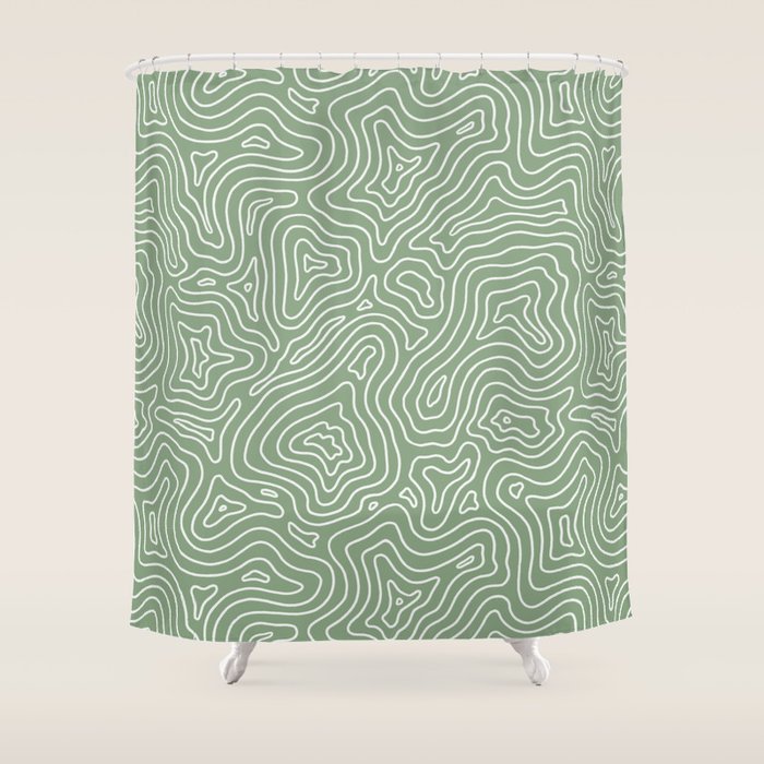Topographic- Sage Green Shower Curtain Gallery Image 1