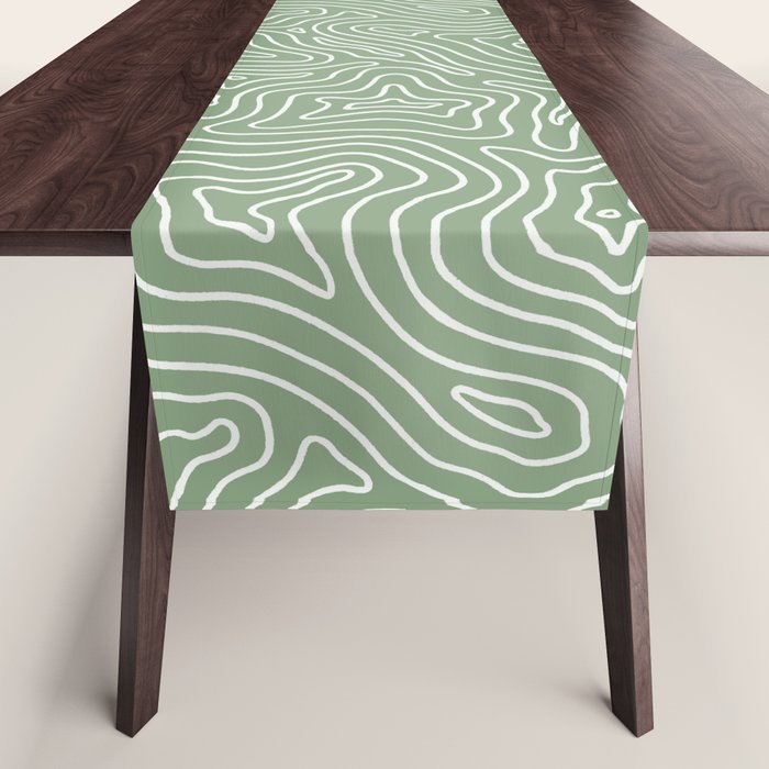 Topographic- Sage Green Table Runner Gallery Image 1