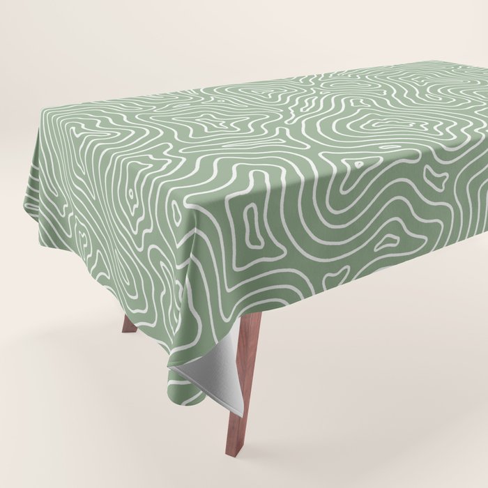 Topographic- Sage Green Tablecloth Gallery Image 1