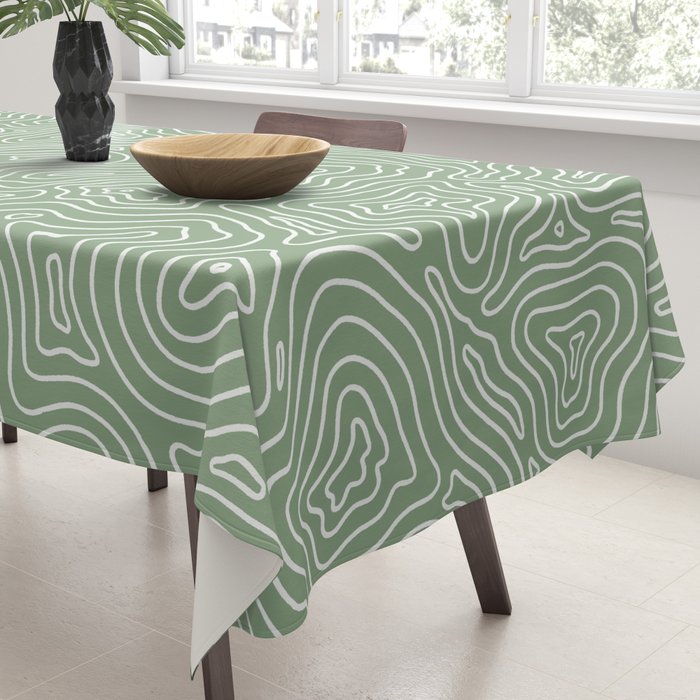 Topographic- Sage Green Tablecloth Gallery Image 3
