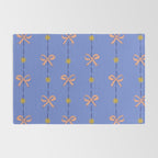 Cute Hair Bows & Stars in Sky Blue & Peach Rug Gallery Image 2