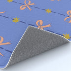 Cute Hair Bows & Stars in Sky Blue & Peach Rug Gallery Image 4