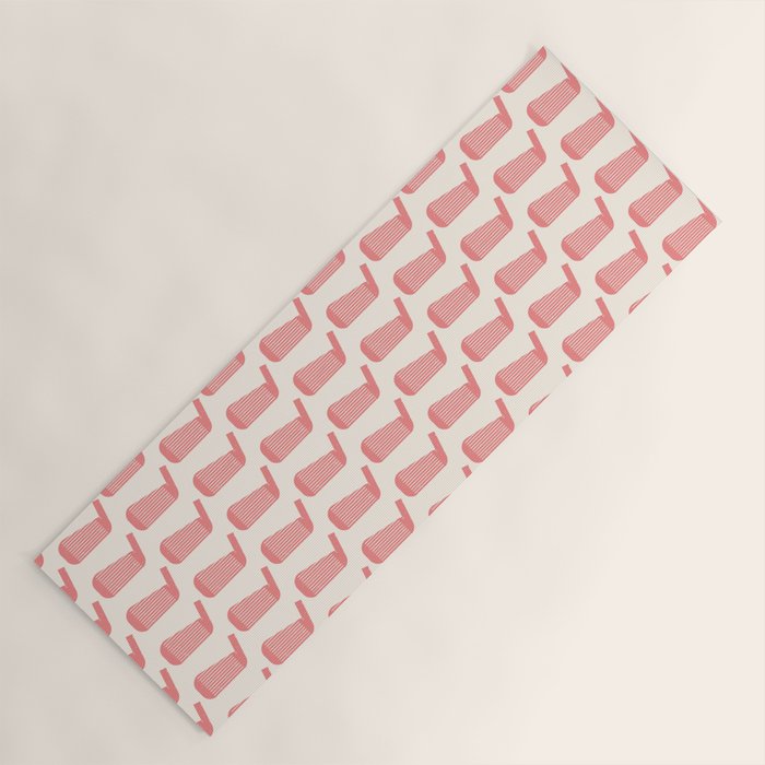 Golf Club Head Vintage Pattern (Beige/Pink) Yoga Mat Gallery Image 1