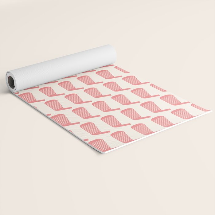 Golf Club Head Vintage Pattern (Beige/Pink) Yoga Mat Gallery Image 2