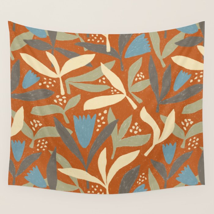 Hand Drawn Florals #1 Wall Tapestry Gallery Image 1