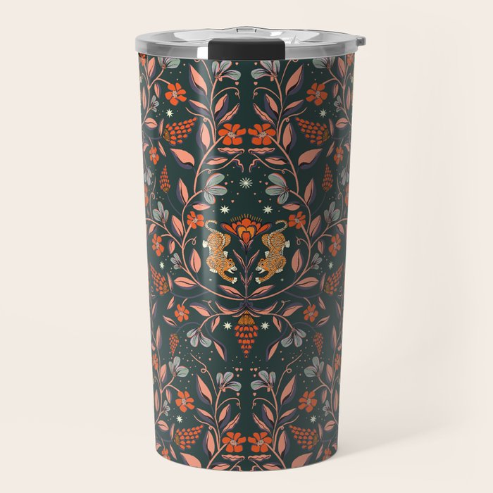 Dancing tigers in flowers field  Travel Mug Gallery Image 1
