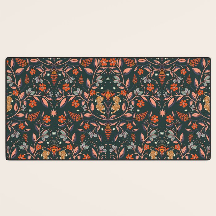 Dancing tigers in flowers field  Desk Mat Gallery Image 3