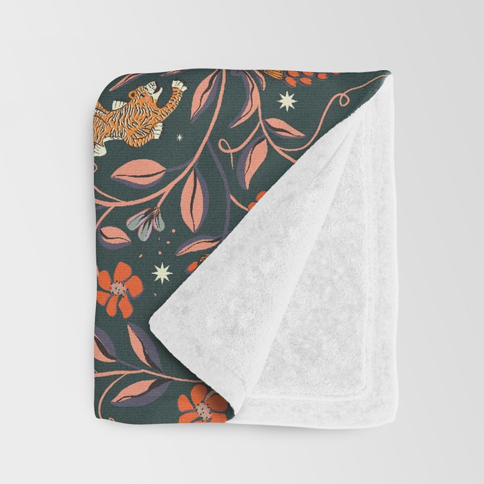 Dancing tigers in flowers field  Throw Blanket Gallery Image 3