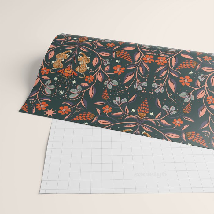 Dancing tigers in flowers field  Wrapping Paper Gallery Image 2