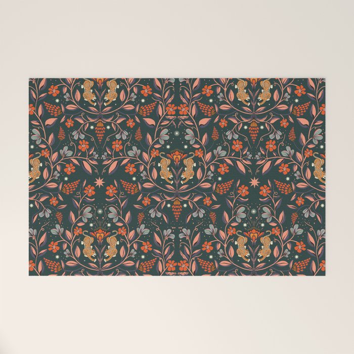 Dancing tigers in flowers field  Welcome Mat Gallery Image 1