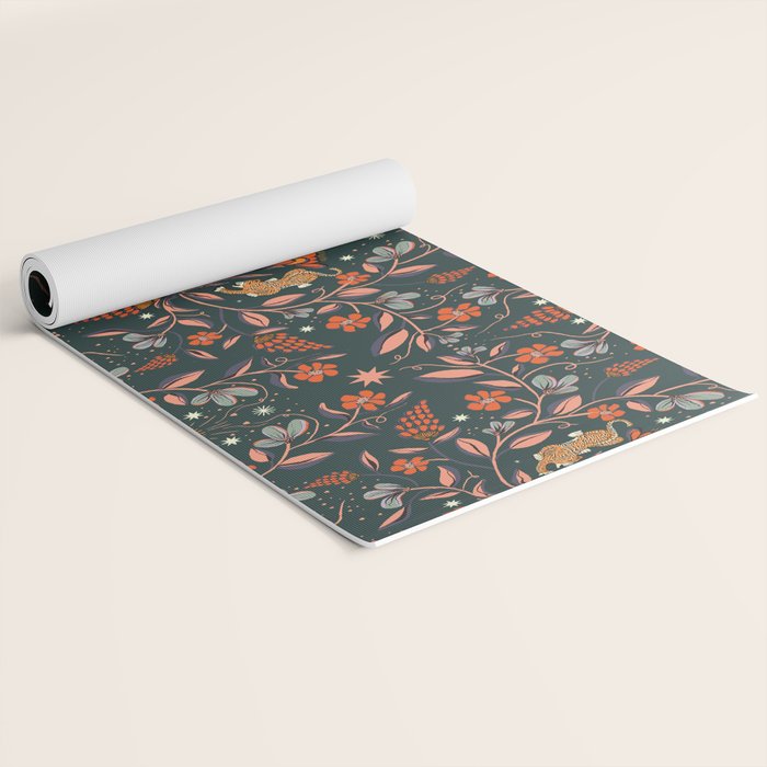 Dancing tigers in flowers field  Yoga Mat Gallery Image 2