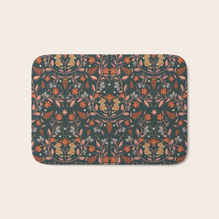 Dancing tigers in flowers field  Bath Mat Gallery Image 1