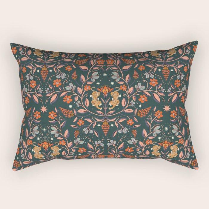 Dancing tigers in flowers field  Rectangular Pillow Gallery Image 2