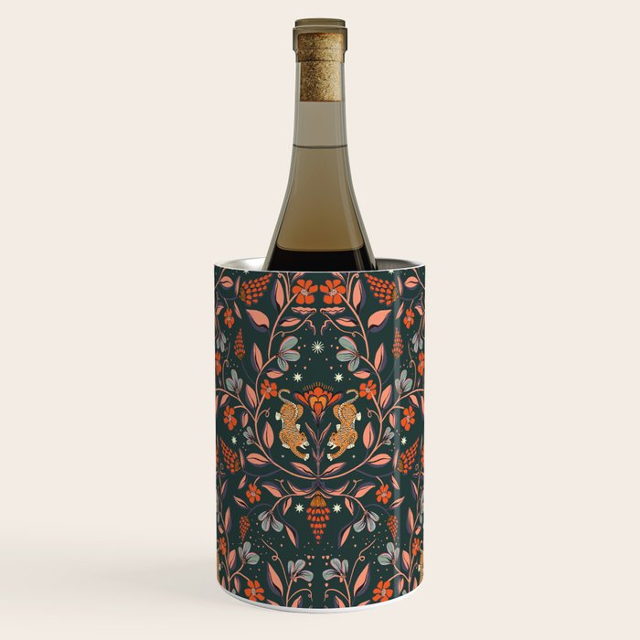 Dancing tigers in flowers field  Wine Chiller Gallery Image 1