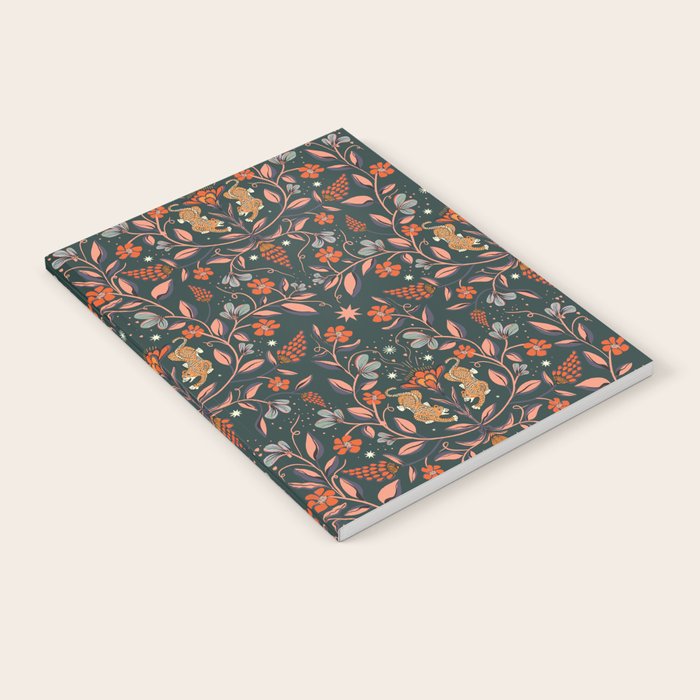 Dancing tigers in flowers field  Notebook Gallery Image 1