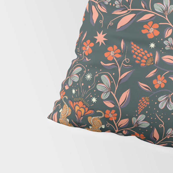 Dancing tigers in flowers field  Pillow Sham Gallery Image 4