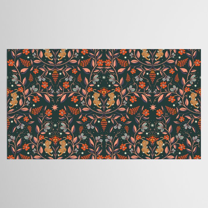 Dancing tigers in flowers field  Tablecloth Gallery Image 2