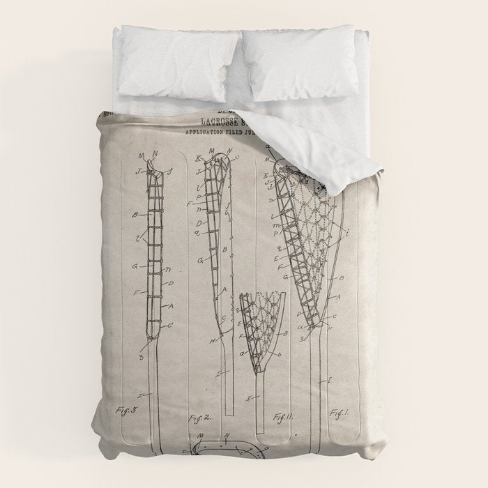Lacrosse Stick Patent - Lacrosse Player Art - Antique Comforter Gallery Image 6