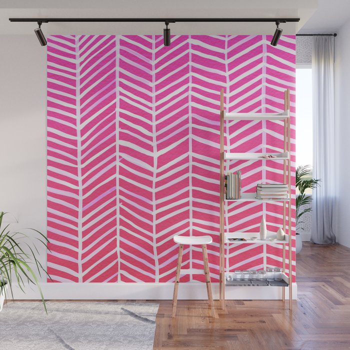 Herringbone - Pink OmbrÃ© Wall Mural Gallery Image 1
