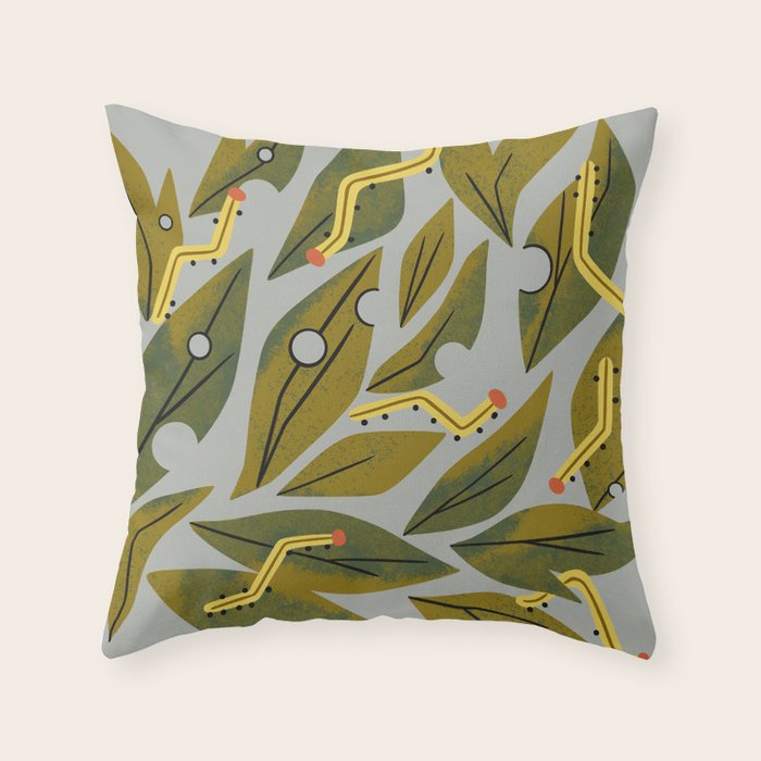 Munching Caterpillars Throw Pillow Gallery Image 6