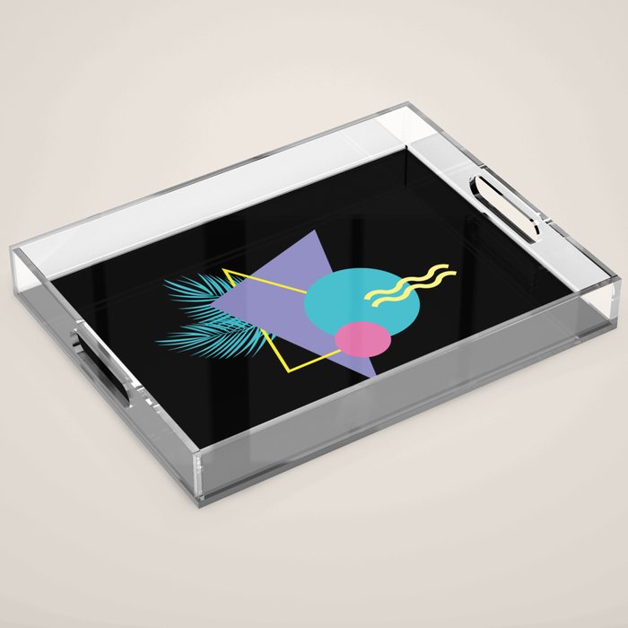 Memphis pattern 48 - 80s / 90s Retro / Palm Tree Acrylic Tray Gallery Image 1