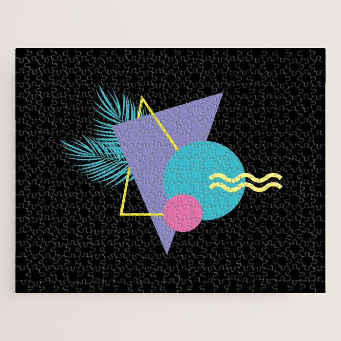 Memphis pattern 48 - 80s / 90s Retro / Palm Tree Jigsaw Puzzle Gallery Image 1