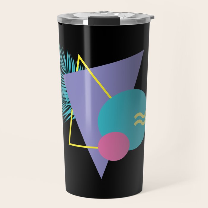 Memphis pattern 48 - 80s / 90s Retro / Palm Tree Travel Mug Gallery Image 1
