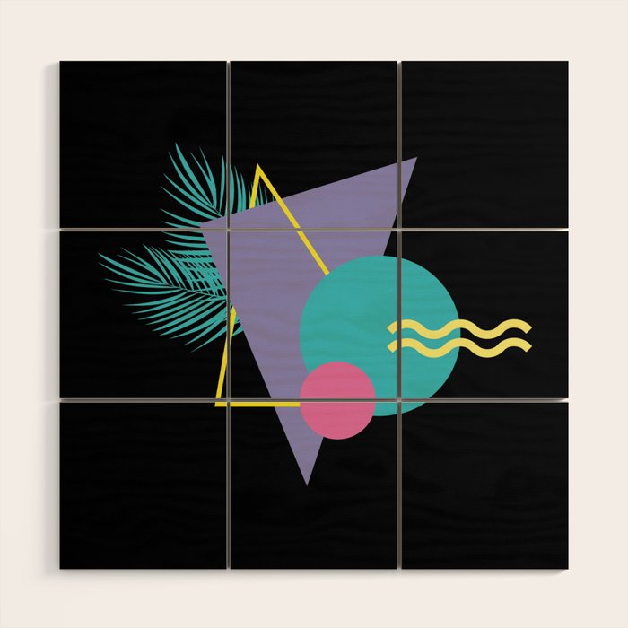 Memphis pattern 48 - 80s / 90s Retro / Palm Tree Wood Wall Art Gallery Image 1