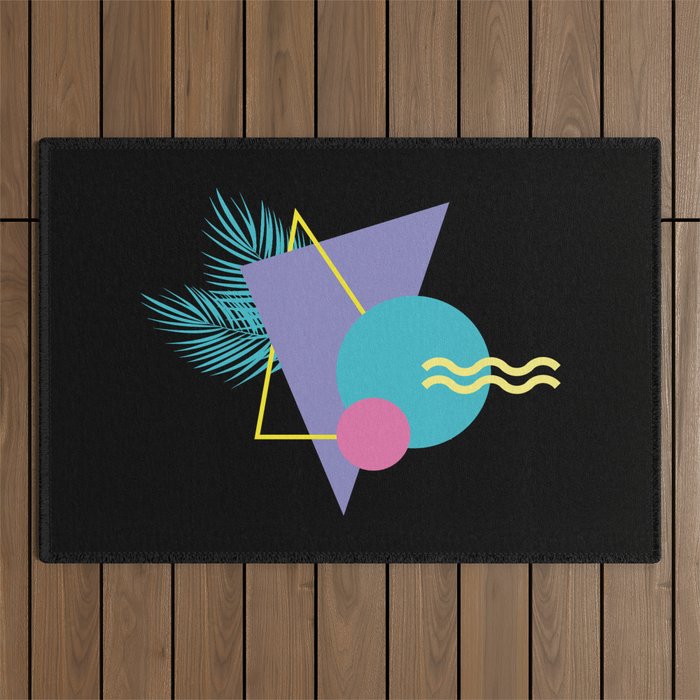 Memphis pattern 48 - 80s / 90s Retro / Palm Tree Outdoor Rug Gallery Image 1