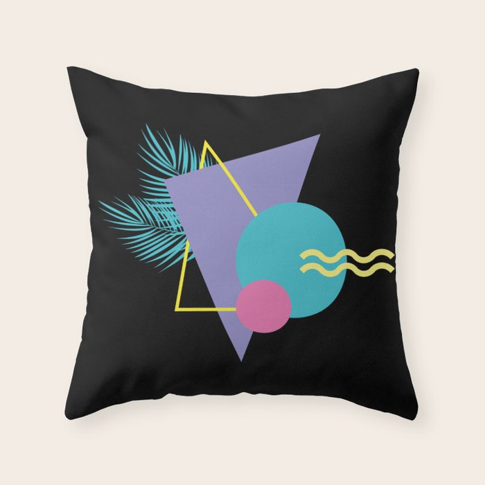 Memphis pattern 48 - 80s / 90s Retro / Palm Tree Throw Pillow Gallery Image 1