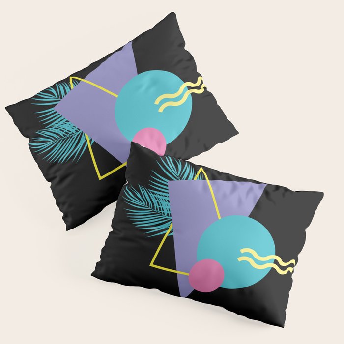 Memphis pattern 48 - 80s / 90s Retro / Palm Tree Pillow Sham Gallery Image 1