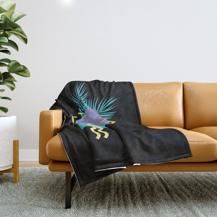 Memphis pattern 48 - 80s / 90s Retro / Palm Tree Throw Blanket Gallery Image 1