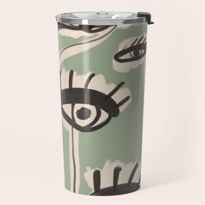 Abstract line art eyes 7 Travel Mug Gallery Image 2