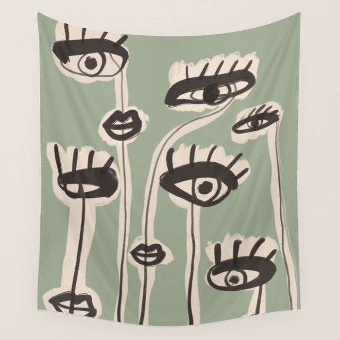 Abstract line art eyes 7 Wall Tapestry Gallery Image 4