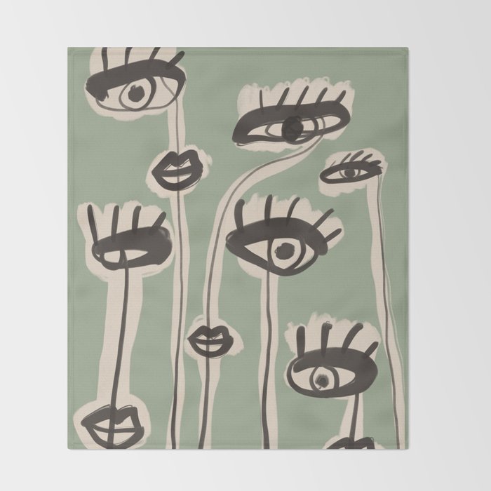 Abstract line art eyes 7 Throw Blanket Gallery Image 2